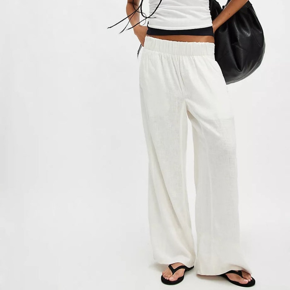 Free People Days End Linen Pants - white